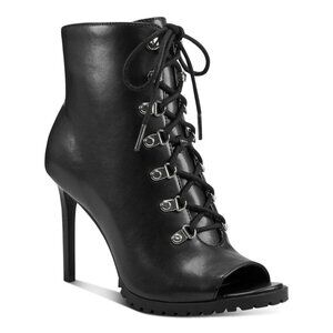 INC Florita Black Slip-Resistant LaceUp Front Zip Side Stiletto Heel NWOB sz 6.5